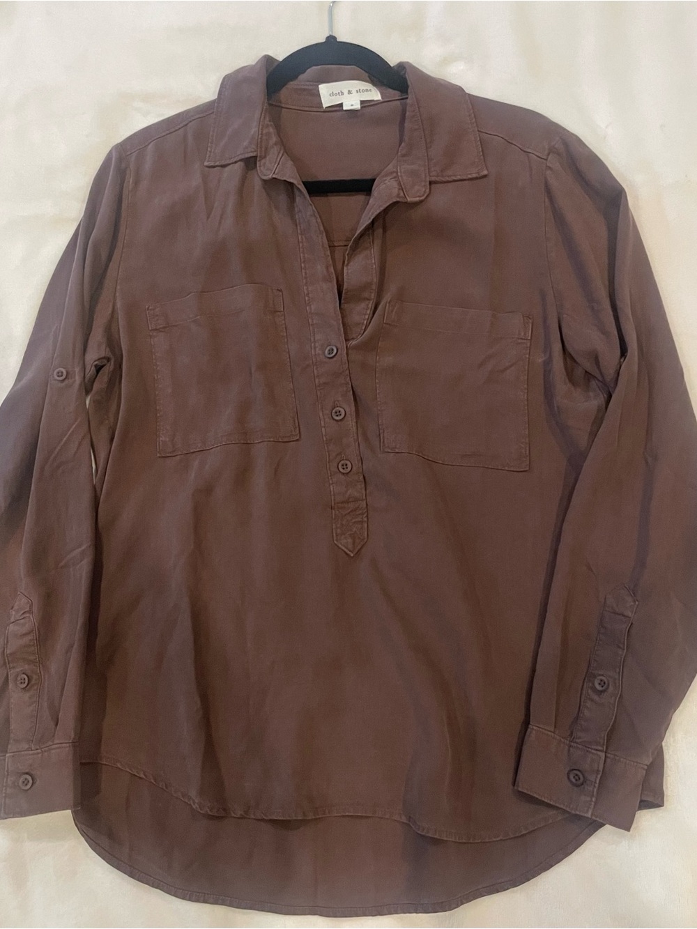 Cloth & Stone Brown Tencel Lyocell Pullover Shirt Size S NWOT